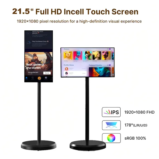 Portable LCD 22 Inch Smart TV FHD IPS Touch Screen Smart Android 12 System Mini Television with WiFi USB NFC