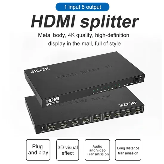 4K X 2K HDTV Splitter for 8 Outputs, 1080P Quality 
